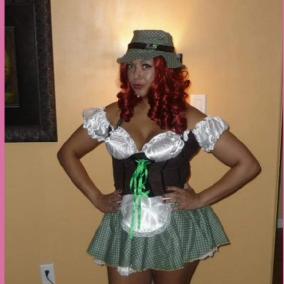 Rubie's Other - Green and White Costume Dress with A 4 Leaf Clover Hat